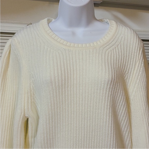 Cream Ribbed Knit Sweater - Picture 3 of 7
